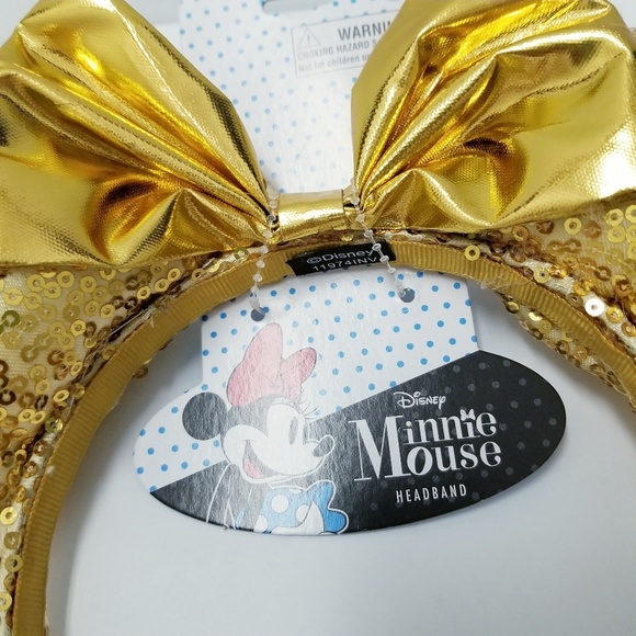 Disney Minnie Mouse GOLD Bow Sequin Headband - Picture 3 of 4